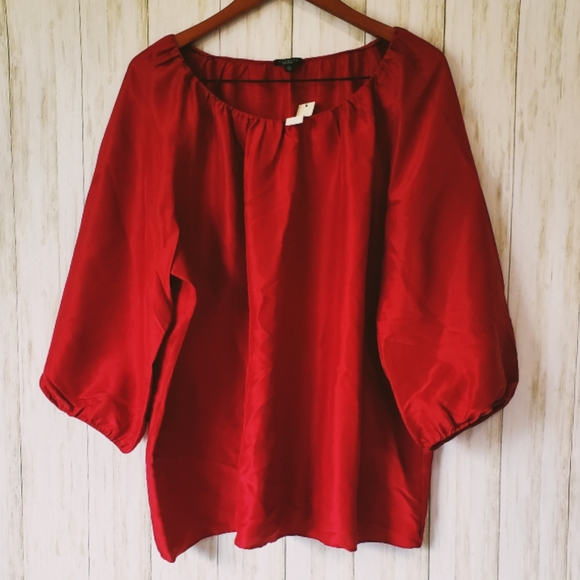 Talbots Tops - NWT Talbots, 100% silk, 3/4 sleeve, blouse, red,